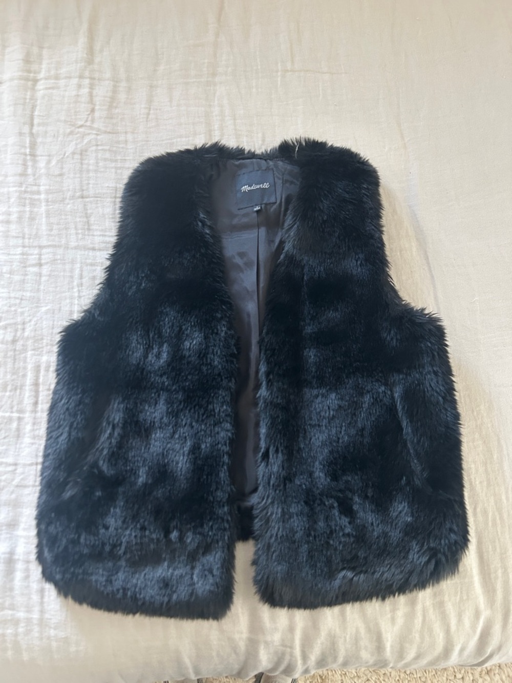 Madewell Black Faux Fur Vest - Plush Layering Piece